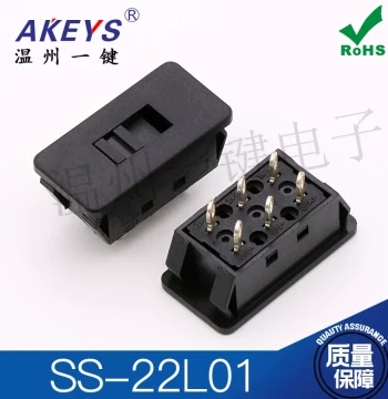 6-Pin 2-Position Vertical Slide Switch SS-22L01 with Snap Fit for Hair Dryers (6A 250V)