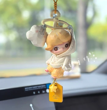 Authentic Dimoo Rearview Mirror Car Hanging Ornament, 'Moment of Wonder' Car Charm, Gift for Men and Women