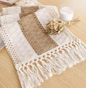 Minimalist Cotton-Linen Table Runner, Long Dining Table Cloth, TV Cabinet Cover, Chest of Drawers Cover, Shoe Cabinet Cover, Natural Wood Style Tea Table and Cabinet Cover Cloth