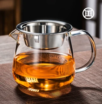 Pure Fairness Cup, Thickened Heat-Resistant Glass Kung Fu Tea Set, High-End Tea Divider with Integrated Tea Strainer, 400ml