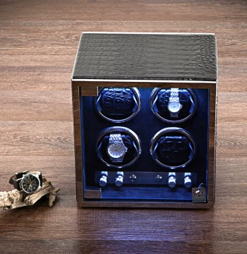 Yaotao Top-Grain Leather LED Automatic Watch Winder Box for Mechanical Watches - Import Motor Shaker Rotator