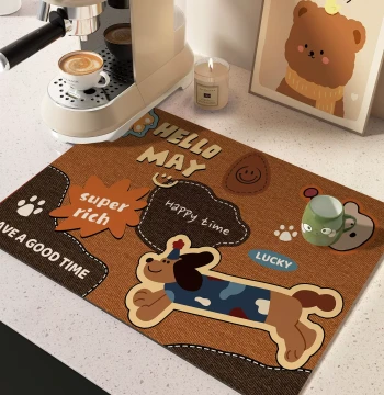 Coffee Machine Desktop Mat, Diatom Mud Absorbent Placemat, Cute Style Kitchen Counter Drainage Pad, Coffee Corner Table Mat