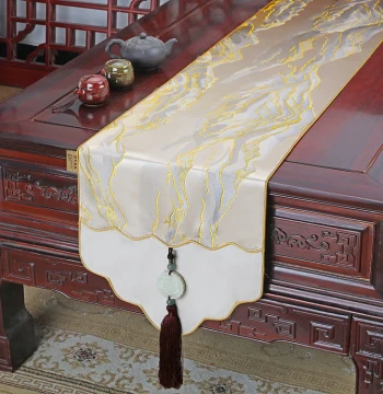 Yibixu New Chinese Style High-Precision Table Runner Dining Table Cloth TV Cabinet Bed End Scarf Light Luxury Minimalist Decor Customizable