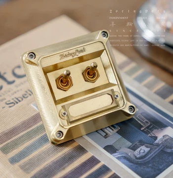 Annual Ring Park ZORING PARK Original Design Vintage Single/Double Toggle Switch with Aluminum and Brass Faceplate