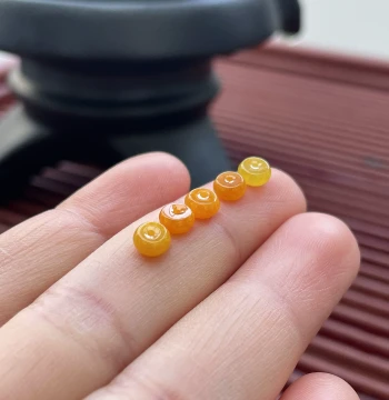 Natural Jadeite Grade A Yellow Jade Abacus Beads, Small Buttons, Small Peace Buckles, DIY Bracelet Spacers and Washers