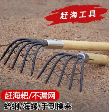 Beachcombing Tool Set: Stainless Steel Rake for Clams, Oysters, Crabs, and Razor Clams on Sandy Shores