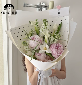 YUHO [Mother's Day & 520] Polka Dot Series Flower Wrapping Paper – Thickened Bouquet Packaging Material for Florists