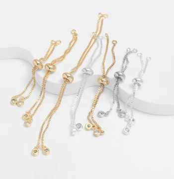 14k Gold-Filled Tarnish-Resistant Box Chain Extender for DIY Bracelet Finishing, Adjustable Box Link Chain Accessory