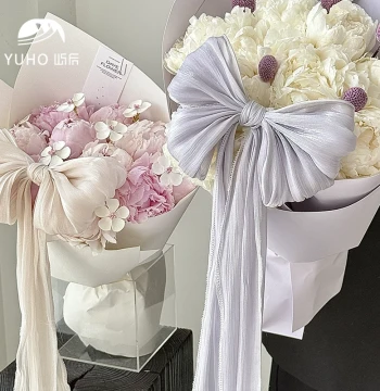 YUHO Snow Satin Bow Fabric, Fresh Flower Bouquet DIY Handmade Decoration, Floral Packaging Materials