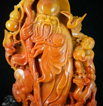 Storewide 20% Off Clearance Yunnan Baoshan Huanglong Mountain Red-Drifted Exquisitely Carved Large Ornament 'Longevity Like the Southern Mountains' by Zheng Youlin