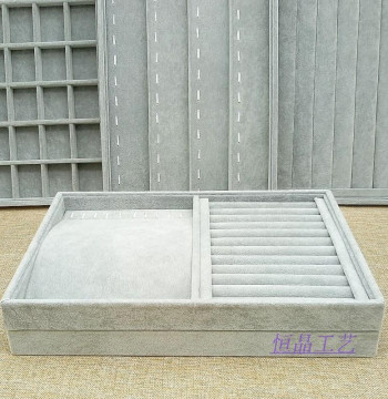 Hengjing Premium Ice Flower Velvet Jewelry Tray Ring Necklace Earring Grid Storage Jewelry Display Stand Factory Price