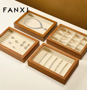 FANXI Solid Wood Jewelry Storage Box, Premium Necklace, Ring, Earring, Bangle, and Bracelet Case, Jewelry Organizer