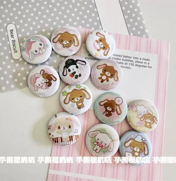 Mini Badge Rabbit Cartoon Dessert 25mm Tinplate
