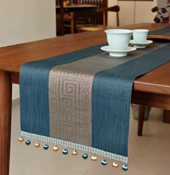New Chinese Style Table Runner: Zen Minimalist Luxury Tea Mat, Long Waterproof and Oil-Resistant Cloth for Tea Tables, Coffee Tables, TV Cabinets with Pendant Design