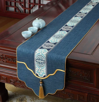 Yibixu New Chinese Style Table Runner, Zen Tea Mat, Tea Table Cloth, Long Fabric Strip for Coffee Tables, Sideboards, or Beds