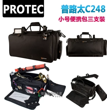 Protec C248 Portable Trumpet Case, 3-Trumpet Holder, Instrument Gig Bag