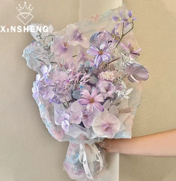 Xinsheng Multi-Color Dyed Organza - Dreamy Gradient Wrapping Mesh for Fresh Flower Bouquets, Lightweight Pleated Floral Supply