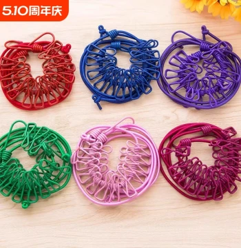 Clothesline with Clips, Travel Portable Retractable Windproof Drying Rope, 12-Clip Laundry Rack for Outdoor Quilt Drying