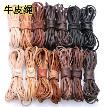 DIY Leather Cord Genuine Top-Grain Cowhide Rope for Bracelets, Necklaces, Handmade Jewelry Materials, Shoelaces, Phone Lanyards