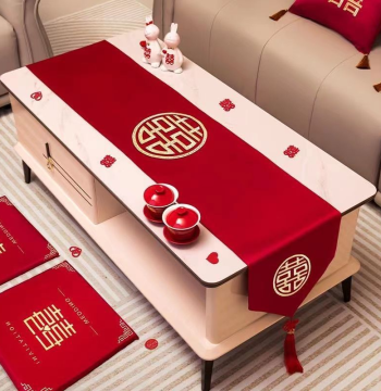 Wujia Wedding Products Red Table Runner for Coffee Tables, Wedding Room Decor Cover Cloth, Comprehensive Wedding Supplies Set 1