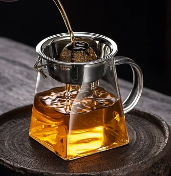 Tea Set Large/Small Fair Cup Heat Resistant High Borosilicate Glass Thickened Gongdao Cup Tea Strainer Filter Small Green Citrus Teapot