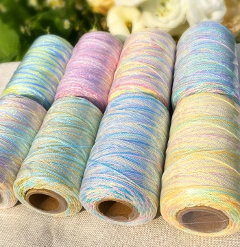 Time and Beauty Handicraft Workshop: 1.0/1.2mm Starry Sky Space-Dyed Hand-Twisted Cotton Tibetan Tassel Thread for DIY Braiding and Beading
