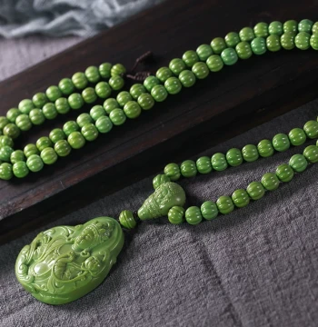 Hubei Natural Raw High-Porcelain Yuhua Turquoise Yunxi Rapeseed Yellow 108 Prayer Beads Pendant Green Tara DIY for Men and Women