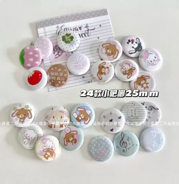 Mini Journal Badge 25mm Rabbit Strawberry Design