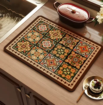 American Retro Kitchen Countertop Drainage Mat Diatom Mud Absorbent Pad Quick-Dry Waterproof Non-Slip No-Wash Heat-Resistant Counter Mat