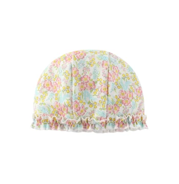 Export-Quality Children's Floral Swim Cap for Girls, Quick-Dry UV Protection, Comfortable Fit for Hot Springs and Swimming