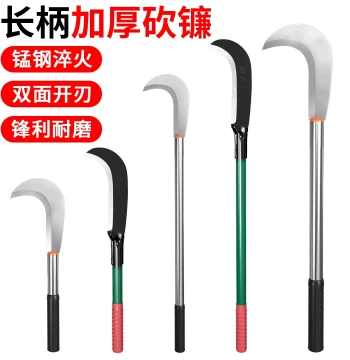 Sickle and Cutting Dual-Use Manganese Steel Grass Cutter, Agricultural Long-Handle Curved Blade, Outdoor Fishing, Branch Chopping, Path Clearing Tool