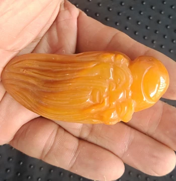 New Promotion: Hand-Carved Huanglong Jade Shouxing Gong Handle Piece, Gemstone Tea Pet, Playable Object in Chicken-Oil Yellow Wax Stone