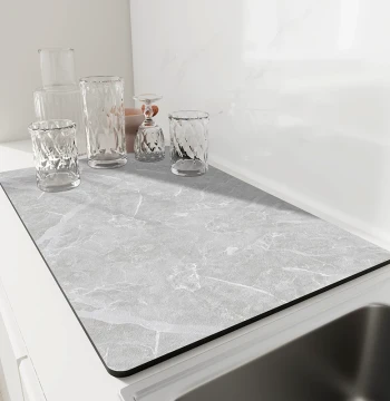 Kitchen Countertop Water-Absorbent Anti-Mold Mat, Soft Diatom Mud Bar Tabletop Dish Drying Coaster, Sink Drainage Pad