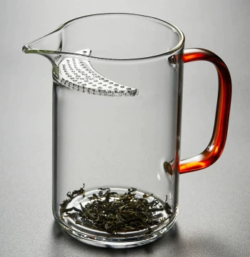 Protagonist Fair Cup Heat-Resistant Glass Transparent Tea Brewing Green Tea Cup Integrated Crescent Slice Filter Tea-Water Separation Glass Cup