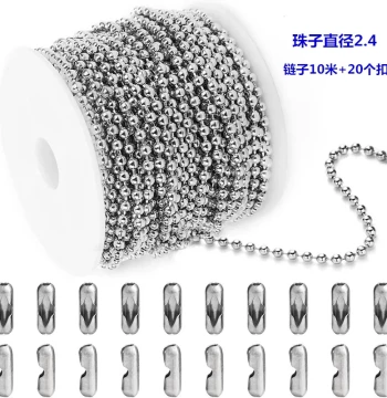 Ball Chain Spool 304 Stainless Steel Ball Bead Chain Beaded Necklace DIY Metal Roll Ball Chain Tag Lanyard