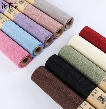 Huayishang Colorful Linen Roll, Natural Flax Fresh Flower Rose Wrapping Paper Material Kit, High-End Floral Gauze Net and Paper