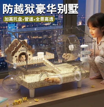 Luxury Villa Hamster Cage for Syrian Hamsters, Extra-Large Affordable Acrylic Transparent, Bite-Proof and Easy-Clean Breeding Cage