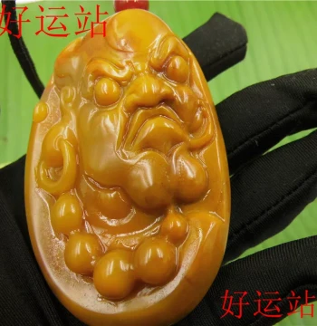 New Promotion: Hand-Carved Yellow Dragon Jade Seed Material Arhat Hand Piece, Gemstone Jade Pendant, Yellow Wax Stone Jewelry