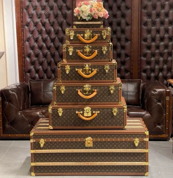 ZC·Zongchen Home] High-End Custom Vintage Monogram Hard Trunk Cabinet Handmade Creative Storage Tower Box Six-Piece Set