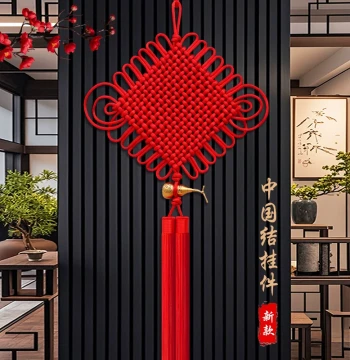 New Chinese Knot Wall Hanging, Large Rope-Braided Decor for Living Room Entryway and TV Background, Traditional Style Housewarming Gift for Spring Festival