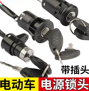 Electric Vehicle Power Lock Head, 2-Wire/3-Wire Small/Large Lock Head, Tricycle Lock Switch, Lock Core with Key Switch