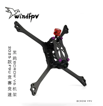 Black Crow BCROW V6 Frame – 5-Inch FPV Racing Drone, PRO-V6 True X Configuration, 2020 Mounting Holes, 2025 New Model