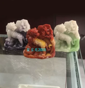 Natural Shoushan Stone Tiger Ornament, Imitation White Jade with Emerald Green Tones, 12 Zodiac Tiger Decor, Hetian Jade Smoky Gray Jade Tiger