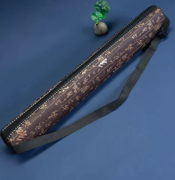 Dong Shenghua Single Flute Case, Leather Flute Box, Imitation Leather Ancient Character Style Storage Box for Two-Section Flutes
