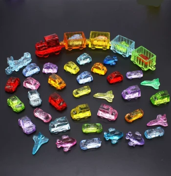 Transparent Acrylic Small Car Police Car Gem for Boys and Girls Playground Crystal Candy Push Machine Reward Ornament Gift