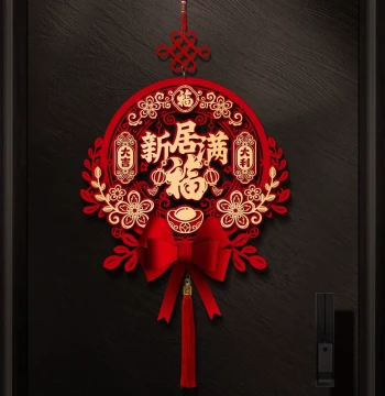 Housewarming Celebration Decorations, Chinese Knot and 'Fu' Character Wall Hangings for Living Room, New Home Entrance Ornaments, Moving-In Ceremony Supplies