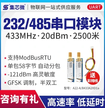 433M Wireless Data Transmission Serial Module, Transparent Transmission RS485/232 Interface, 2500m Stable Transmission, Low Power Consumption