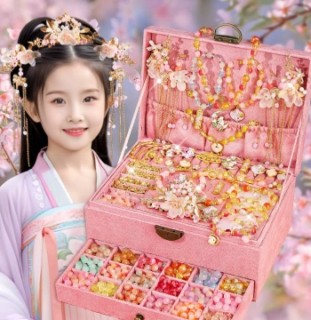 Children's Beading Gift Box Girl Toy Bracelet Handmade DIY Materials Little Girls Ancient Style Bracelet Birthday Gift for Age 6