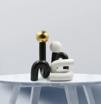 Modern Minimalist Ceramic Vase Ornament - Creative Irregular Curved Tube Decor with Color-Block Design