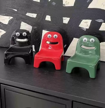Creative Quirky Ceramic Chair Snack Tray, Cute Jewelry and Key Organizer, Living Room Desktop Decor